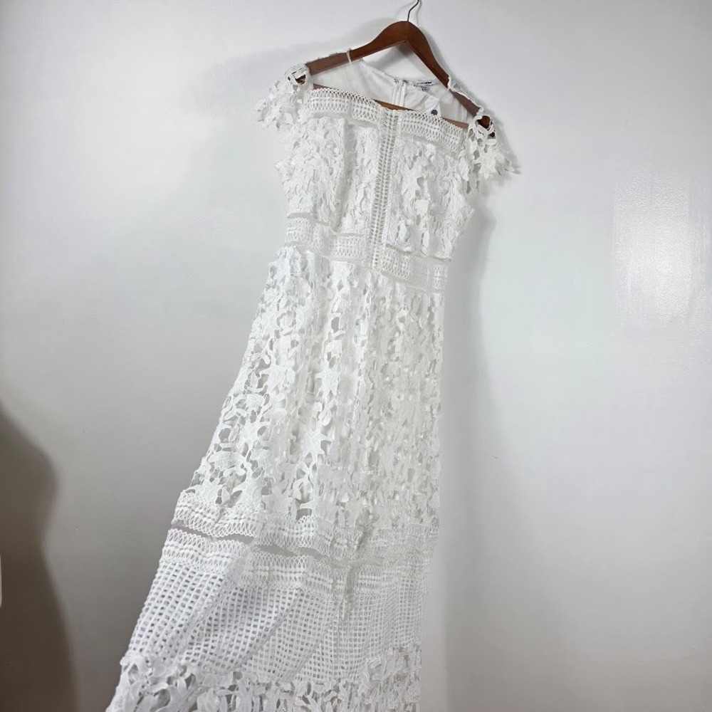 Fashion Nova White Lace Midi Dress